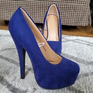 Blue Suede 6 inch stiletto heels